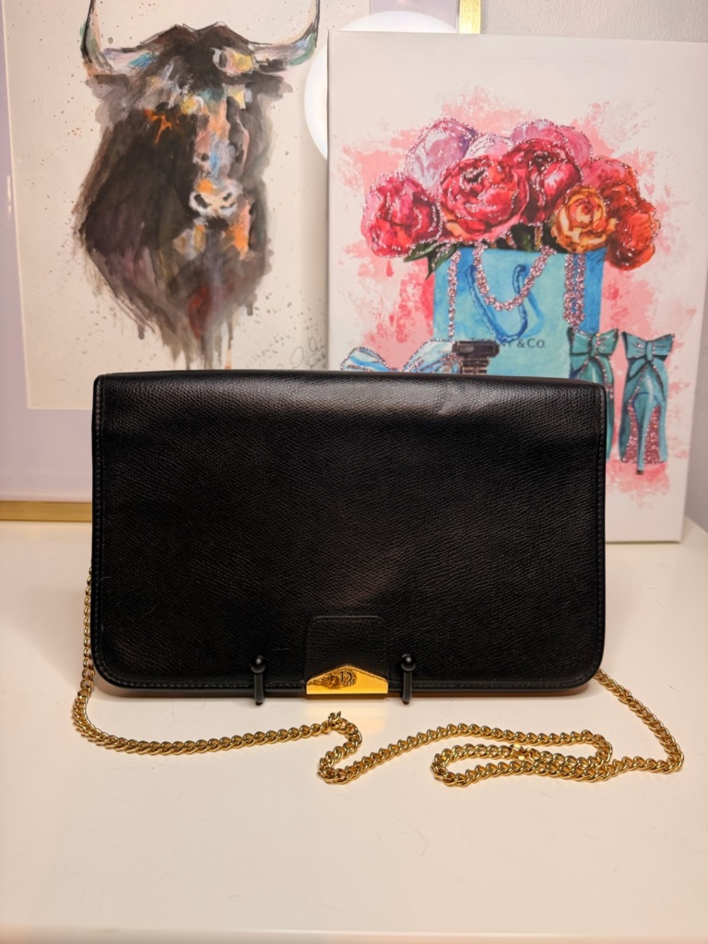Vintage Dior Leather Chain Shoulder Bag